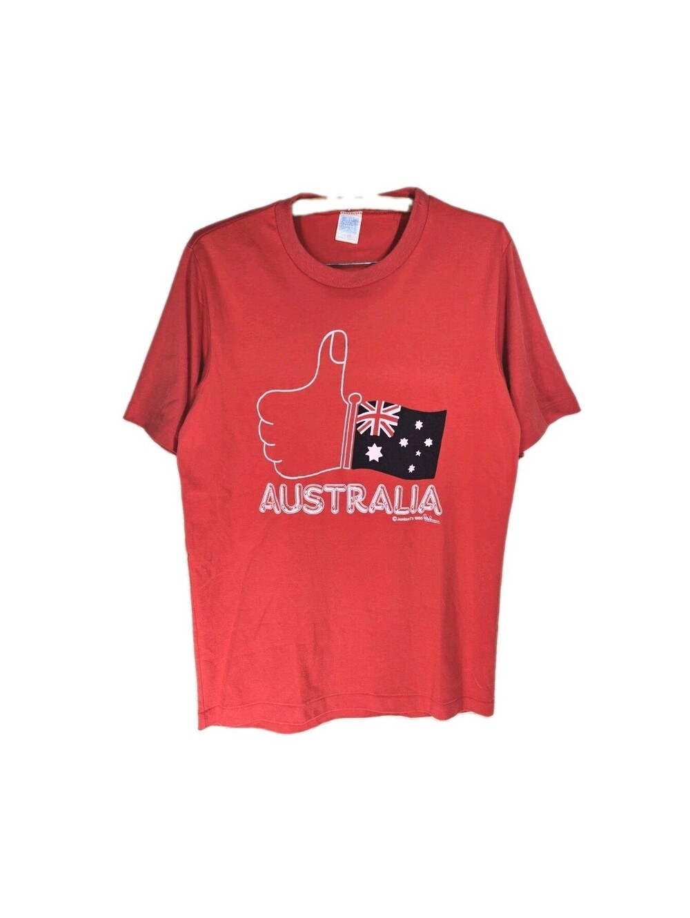 Vintage Australia Tshirt 1990s Jumbo T's Souvenir Red Knit Cotton Medium Unisex